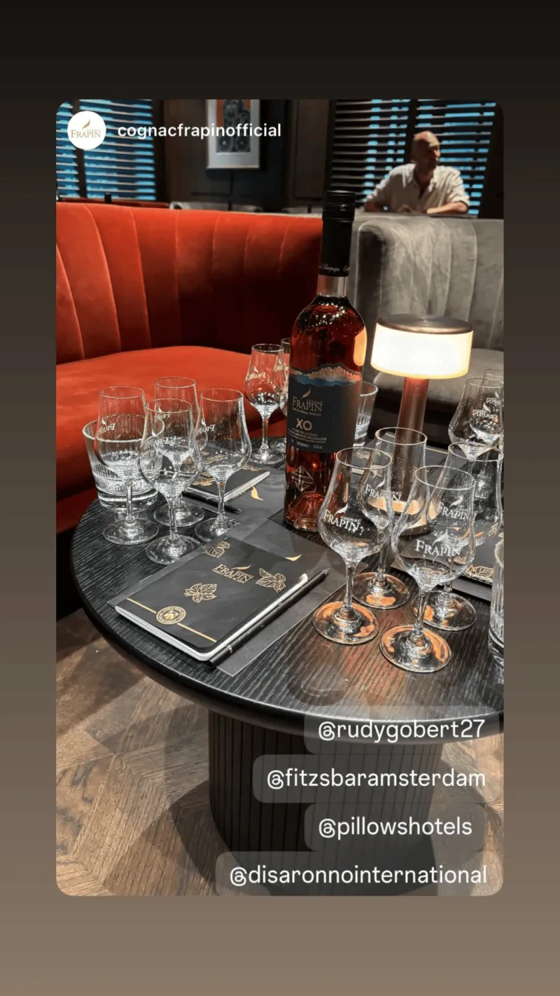 开云-戈贝尔更新个人ins，晒出自己所代言的高档白兰地酒照片